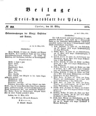 Königlich-bayerisches Kreis-Amtsblatt der Pfalz (Königlich bayerisches Amts- und Intelligenzblatt für die Pfalz) Montag 16. März 1874