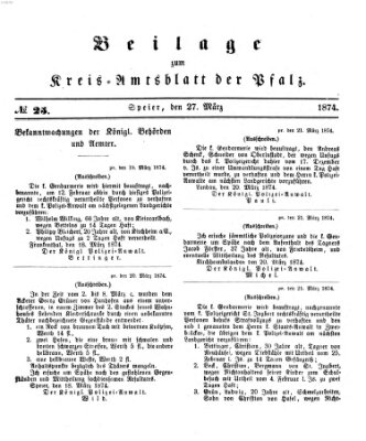 Königlich-bayerisches Kreis-Amtsblatt der Pfalz (Königlich bayerisches Amts- und Intelligenzblatt für die Pfalz) Freitag 27. März 1874