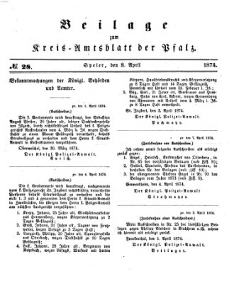 Königlich-bayerisches Kreis-Amtsblatt der Pfalz (Königlich bayerisches Amts- und Intelligenzblatt für die Pfalz) Mittwoch 8. April 1874