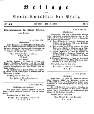 Königlich-bayerisches Kreis-Amtsblatt der Pfalz (Königlich bayerisches Amts- und Intelligenzblatt für die Pfalz) Mittwoch 3. Juni 1874