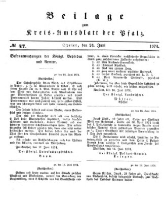 Königlich-bayerisches Kreis-Amtsblatt der Pfalz (Königlich bayerisches Amts- und Intelligenzblatt für die Pfalz) Mittwoch 24. Juni 1874