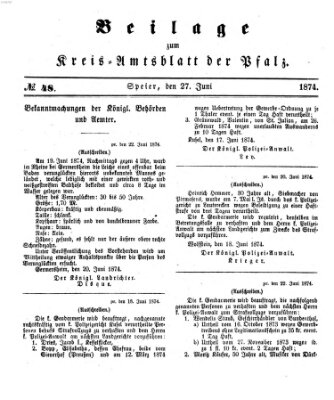 Königlich-bayerisches Kreis-Amtsblatt der Pfalz (Königlich bayerisches Amts- und Intelligenzblatt für die Pfalz) Samstag 27. Juni 1874