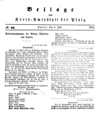 Königlich-bayerisches Kreis-Amtsblatt der Pfalz (Königlich bayerisches Amts- und Intelligenzblatt für die Pfalz) Samstag 4. Juli 1874