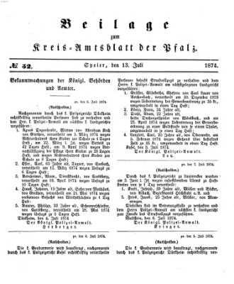 Königlich-bayerisches Kreis-Amtsblatt der Pfalz (Königlich bayerisches Amts- und Intelligenzblatt für die Pfalz) Montag 13. Juli 1874