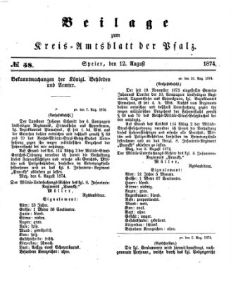 Königlich-bayerisches Kreis-Amtsblatt der Pfalz (Königlich bayerisches Amts- und Intelligenzblatt für die Pfalz) Mittwoch 12. August 1874