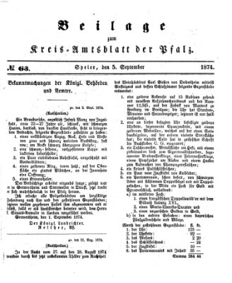 Königlich-bayerisches Kreis-Amtsblatt der Pfalz (Königlich bayerisches Amts- und Intelligenzblatt für die Pfalz) Samstag 5. September 1874
