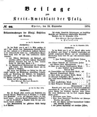 Königlich-bayerisches Kreis-Amtsblatt der Pfalz (Königlich bayerisches Amts- und Intelligenzblatt für die Pfalz) Freitag 18. September 1874