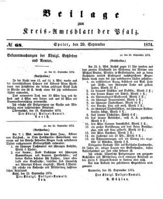 Königlich-bayerisches Kreis-Amtsblatt der Pfalz (Königlich bayerisches Amts- und Intelligenzblatt für die Pfalz) Dienstag 29. September 1874