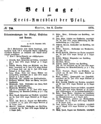 Königlich-bayerisches Kreis-Amtsblatt der Pfalz (Königlich bayerisches Amts- und Intelligenzblatt für die Pfalz) Donnerstag 8. Oktober 1874