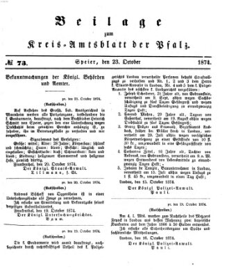 Königlich-bayerisches Kreis-Amtsblatt der Pfalz (Königlich bayerisches Amts- und Intelligenzblatt für die Pfalz) Freitag 23. Oktober 1874