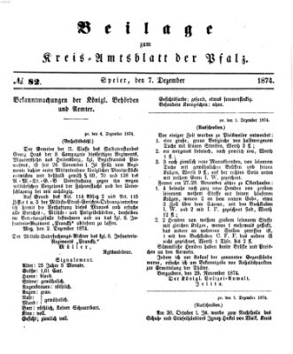 Königlich-bayerisches Kreis-Amtsblatt der Pfalz (Königlich bayerisches Amts- und Intelligenzblatt für die Pfalz) Montag 7. Dezember 1874