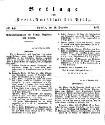 Königlich-bayerisches Kreis-Amtsblatt der Pfalz (Königlich bayerisches Amts- und Intelligenzblatt für die Pfalz) Freitag 18. Dezember 1874