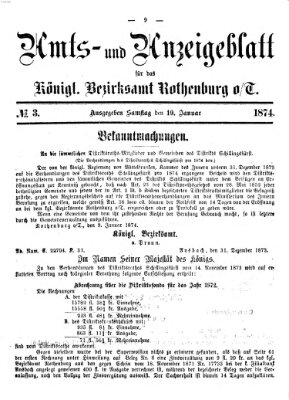 Amts- und Anzeigenblatt für das Königliche Bezirksamt Rothenburg o.T. (Amts- und Anzeigenblatt für die Stadt und das Königl. Bezirksamt Rothenburg) Samstag 10. Januar 1874