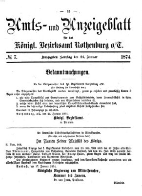 Amts- und Anzeigenblatt für das Königliche Bezirksamt Rothenburg o.T. (Amts- und Anzeigenblatt für die Stadt und das Königl. Bezirksamt Rothenburg) Samstag 24. Januar 1874