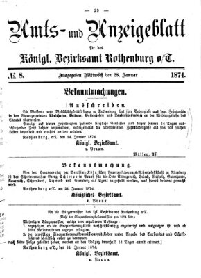 Amts- und Anzeigenblatt für das Königliche Bezirksamt Rothenburg o.T. (Amts- und Anzeigenblatt für die Stadt und das Königl. Bezirksamt Rothenburg) Mittwoch 28. Januar 1874