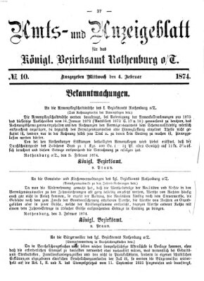 Amts- und Anzeigenblatt für das Königliche Bezirksamt Rothenburg o.T. (Amts- und Anzeigenblatt für die Stadt und das Königl. Bezirksamt Rothenburg) Mittwoch 4. Februar 1874