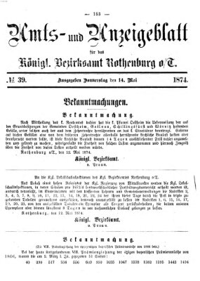 Amts- und Anzeigenblatt für das Königliche Bezirksamt Rothenburg o.T. (Amts- und Anzeigenblatt für die Stadt und das Königl. Bezirksamt Rothenburg) Donnerstag 14. Mai 1874