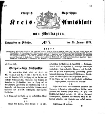 Königlich-bayerisches Kreis-Amtsblatt von Oberbayern (Münchner Intelligenzblatt) Dienstag 20. Januar 1874