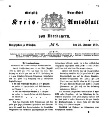 Königlich-bayerisches Kreis-Amtsblatt von Oberbayern (Münchner Intelligenzblatt) Freitag 23. Januar 1874