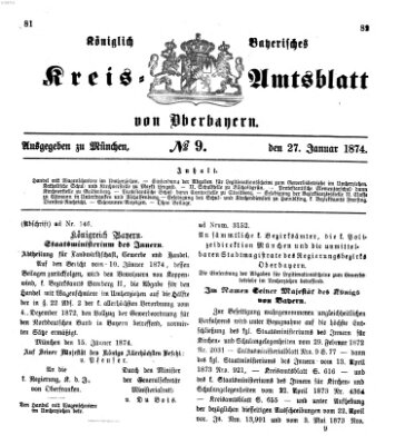 Königlich-bayerisches Kreis-Amtsblatt von Oberbayern (Münchner Intelligenzblatt) Dienstag 27. Januar 1874