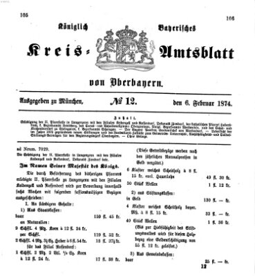 Königlich-bayerisches Kreis-Amtsblatt von Oberbayern (Münchner Intelligenzblatt) Freitag 6. Februar 1874