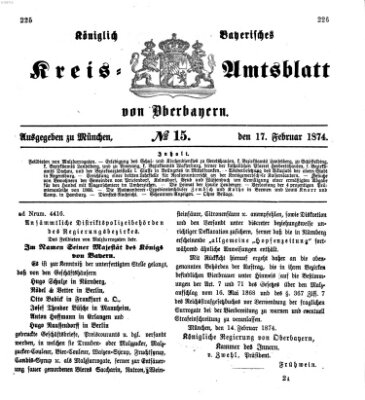 Königlich-bayerisches Kreis-Amtsblatt von Oberbayern (Münchner Intelligenzblatt) Dienstag 17. Februar 1874