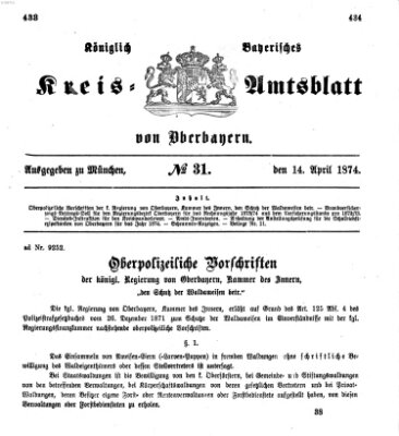 Königlich-bayerisches Kreis-Amtsblatt von Oberbayern (Münchner Intelligenzblatt) Dienstag 14. April 1874