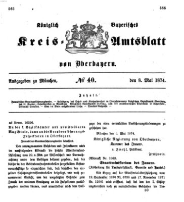 Königlich-bayerisches Kreis-Amtsblatt von Oberbayern (Münchner Intelligenzblatt) Freitag 8. Mai 1874