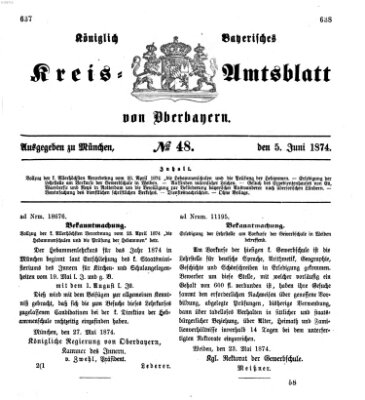 Königlich-bayerisches Kreis-Amtsblatt von Oberbayern (Münchner Intelligenzblatt) Freitag 5. Juni 1874