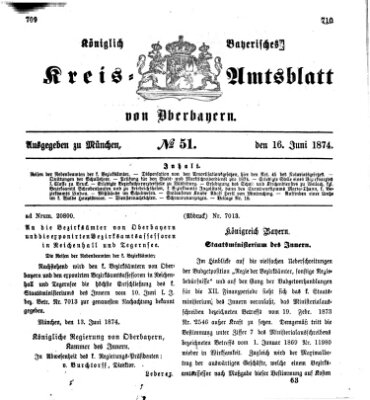 Königlich-bayerisches Kreis-Amtsblatt von Oberbayern (Münchner Intelligenzblatt) Dienstag 16. Juni 1874