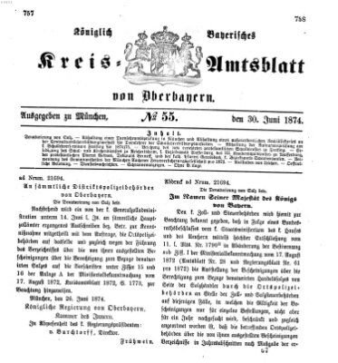 Königlich-bayerisches Kreis-Amtsblatt von Oberbayern (Münchner Intelligenzblatt) Dienstag 30. Juni 1874