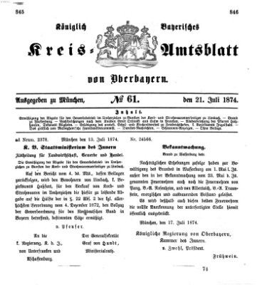 Königlich-bayerisches Kreis-Amtsblatt von Oberbayern (Münchner Intelligenzblatt) Dienstag 21. Juli 1874