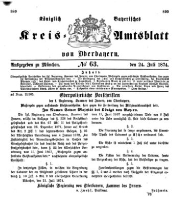 Königlich-bayerisches Kreis-Amtsblatt von Oberbayern (Münchner Intelligenzblatt) Freitag 24. Juli 1874