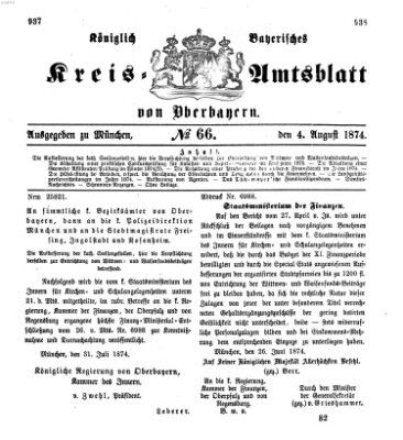 Königlich-bayerisches Kreis-Amtsblatt von Oberbayern (Münchner Intelligenzblatt) Dienstag 4. August 1874