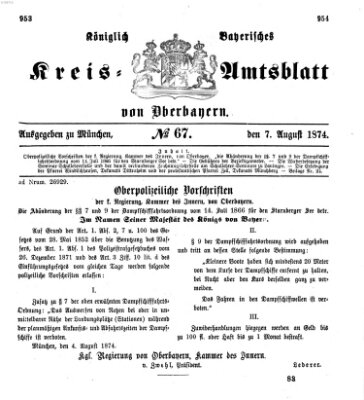 Königlich-bayerisches Kreis-Amtsblatt von Oberbayern (Münchner Intelligenzblatt) Freitag 7. August 1874