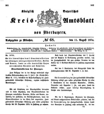 Königlich-bayerisches Kreis-Amtsblatt von Oberbayern (Münchner Intelligenzblatt) Dienstag 11. August 1874