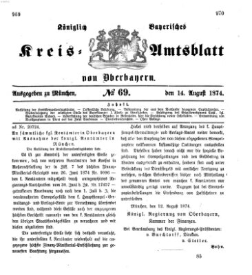 Königlich-bayerisches Kreis-Amtsblatt von Oberbayern (Münchner Intelligenzblatt) Freitag 14. August 1874