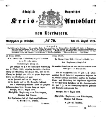 Königlich-bayerisches Kreis-Amtsblatt von Oberbayern (Münchner Intelligenzblatt) Dienstag 18. August 1874