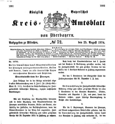 Königlich-bayerisches Kreis-Amtsblatt von Oberbayern (Münchner Intelligenzblatt) Dienstag 25. August 1874