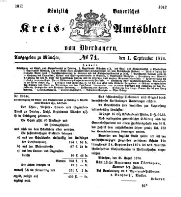 Königlich-bayerisches Kreis-Amtsblatt von Oberbayern (Münchner Intelligenzblatt) Dienstag 1. September 1874