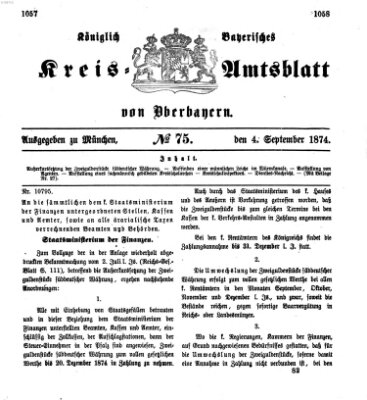 Königlich-bayerisches Kreis-Amtsblatt von Oberbayern (Münchner Intelligenzblatt) Freitag 4. September 1874