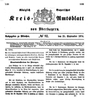 Königlich-bayerisches Kreis-Amtsblatt von Oberbayern (Münchner Intelligenzblatt) Freitag 25. September 1874