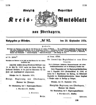 Königlich-bayerisches Kreis-Amtsblatt von Oberbayern (Münchner Intelligenzblatt) Dienstag 29. September 1874