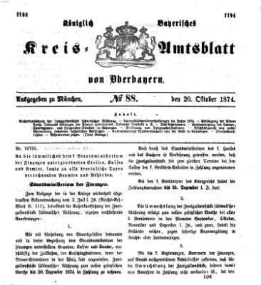 Königlich-bayerisches Kreis-Amtsblatt von Oberbayern (Münchner Intelligenzblatt) Dienstag 20. Oktober 1874