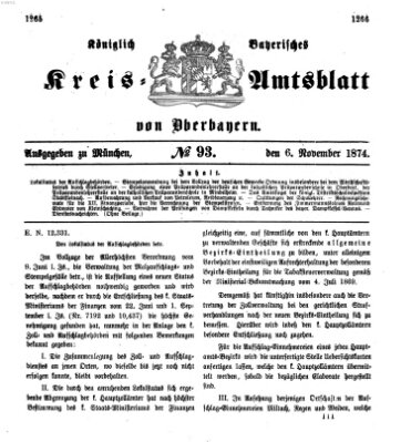 Königlich-bayerisches Kreis-Amtsblatt von Oberbayern (Münchner Intelligenzblatt) Freitag 6. November 1874