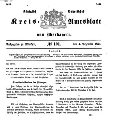 Königlich-bayerisches Kreis-Amtsblatt von Oberbayern (Münchner Intelligenzblatt) Freitag 4. Dezember 1874