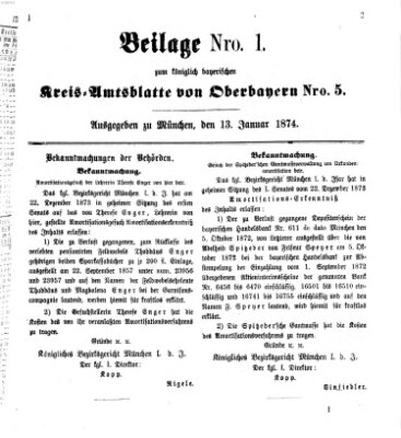 Königlich-bayerisches Kreis-Amtsblatt von Oberbayern (Münchner Intelligenzblatt) Dienstag 13. Januar 1874