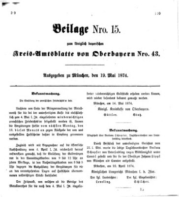 Königlich-bayerisches Kreis-Amtsblatt von Oberbayern (Münchner Intelligenzblatt) Dienstag 19. Mai 1874