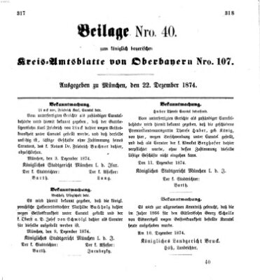 Königlich-bayerisches Kreis-Amtsblatt von Oberbayern (Münchner Intelligenzblatt) Dienstag 22. Dezember 1874