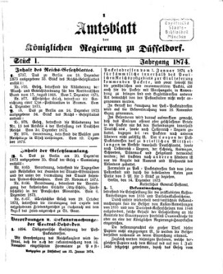 Amtsblatt für den Regierungsbezirk Düsseldorf Montag 12. Januar 1874